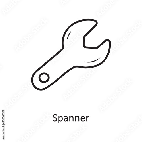 Spanner outline Icon Design illustration. Media Control Symbol on White background EPS 10 File