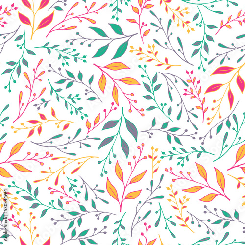 Floral sprouts pattern seamless design. Tropical