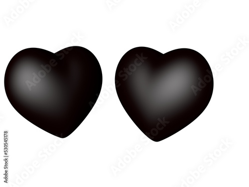 ABSTRACT 2 BLACK HEARTS 3D RENDER