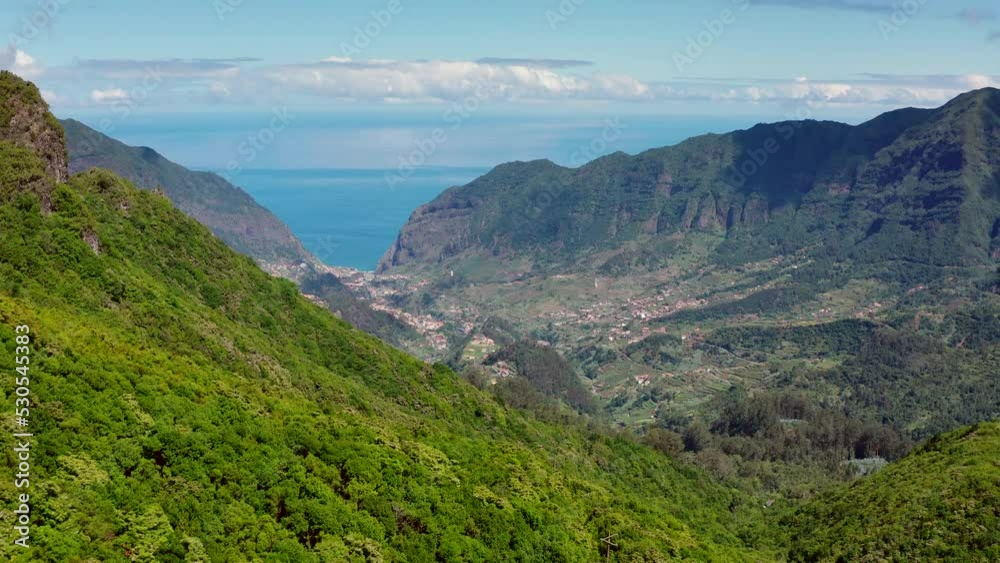 Aerial view of mountain range in Madeira, Portuga Aerial view of mountain range in Madeira, Portuga