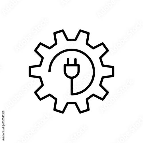 Modern electric plug gear icon