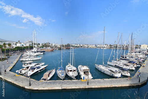 Kos Town harbour view in Kos Island. Kos Island is populer tourist destination in Aegean Sea.