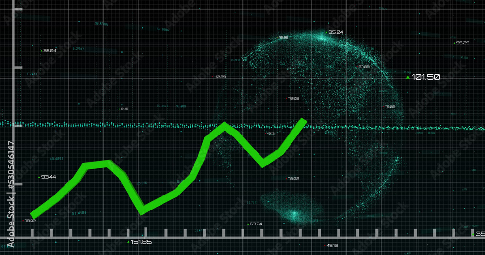 Image of data processing over globe Image of data processing over globe