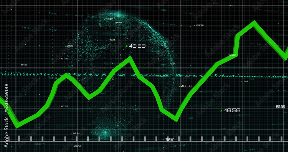 Naklejka premium Image of data processing over globe