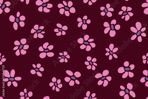 Simple flower seamless pattern vector tissue print design. Rustic floral fash...