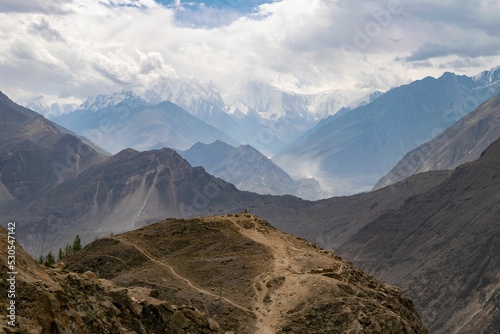 Scenic view of Hunza valley from Eagle's nest in Karimabad, Karakoram highway, Pakistan photo