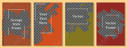 Brush stroke painted frame social media story post template set.