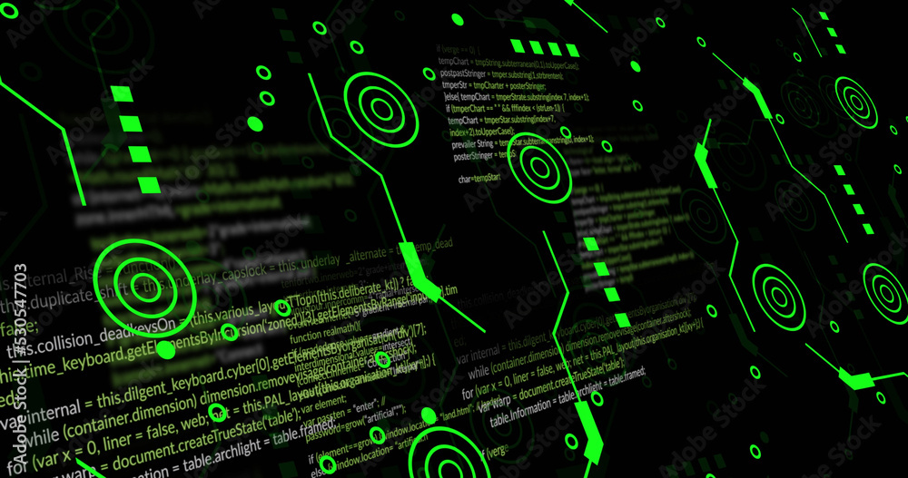 Obraz premium Image of data processing on black background