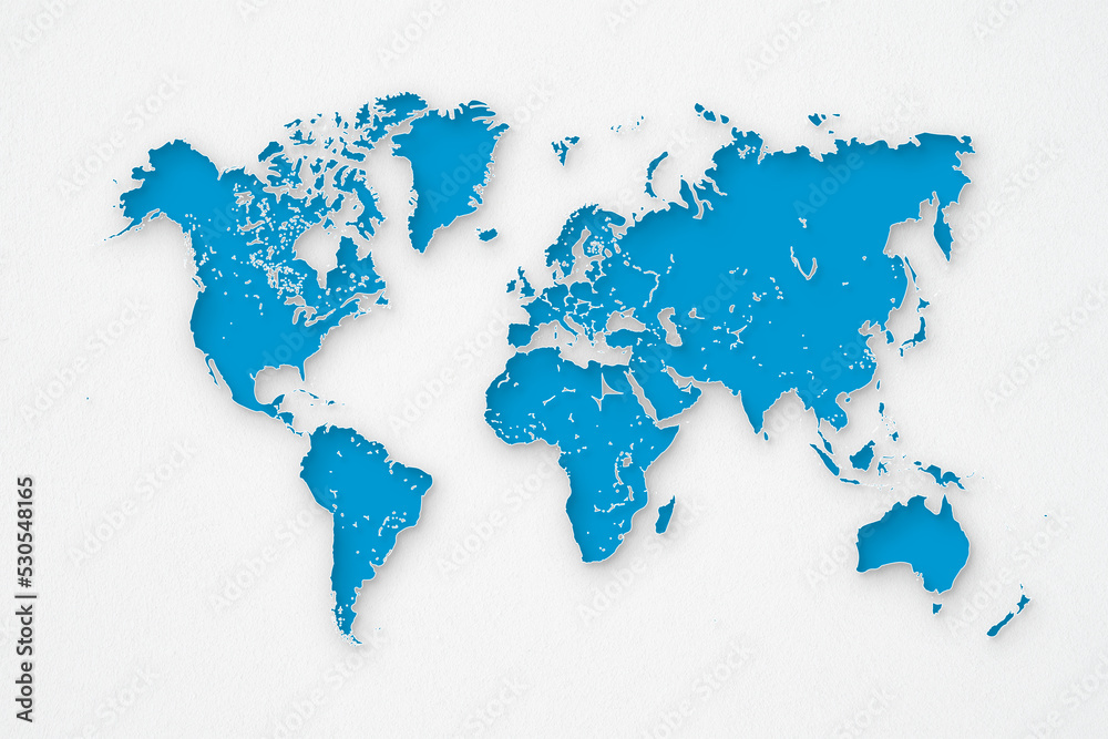 Fototapeta premium blue world map gray background - shadow