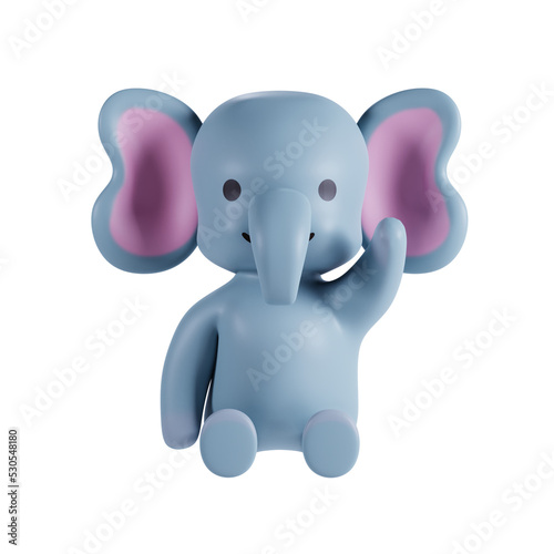 3d render cute elephant