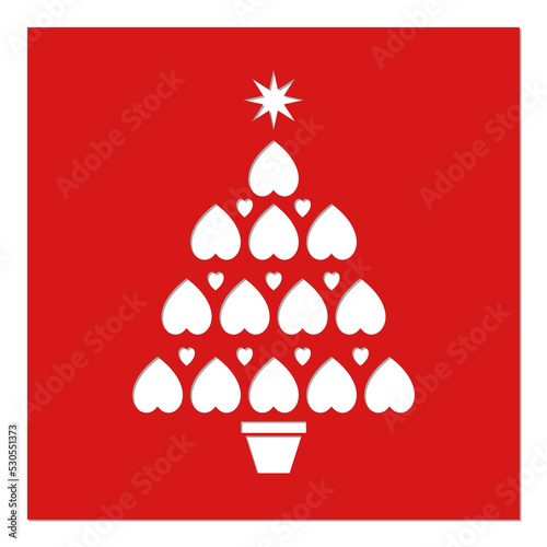 Christmas tree stencil. Template for Christmas cards, invitations. Suitable for laser cutting, plotter cutting. Winter holiday design template.