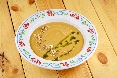 pumpkin cream soup with pumpkin oil