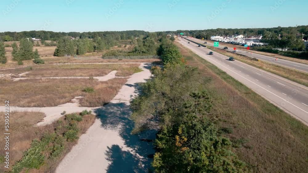Highway running alongside an abandoned territory. Highway running alongside an abandoned territory.