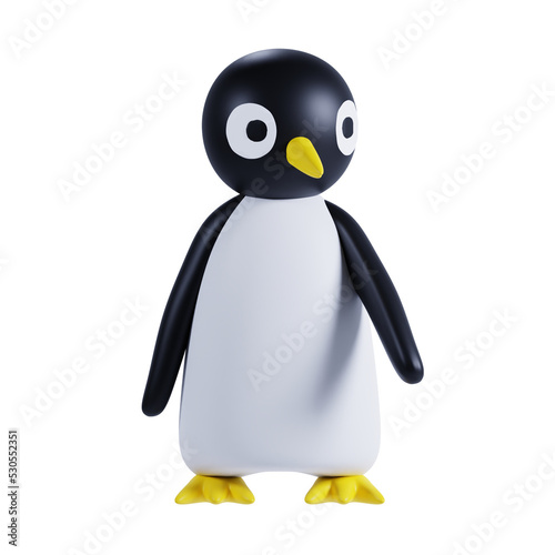 3d render cute pinguin