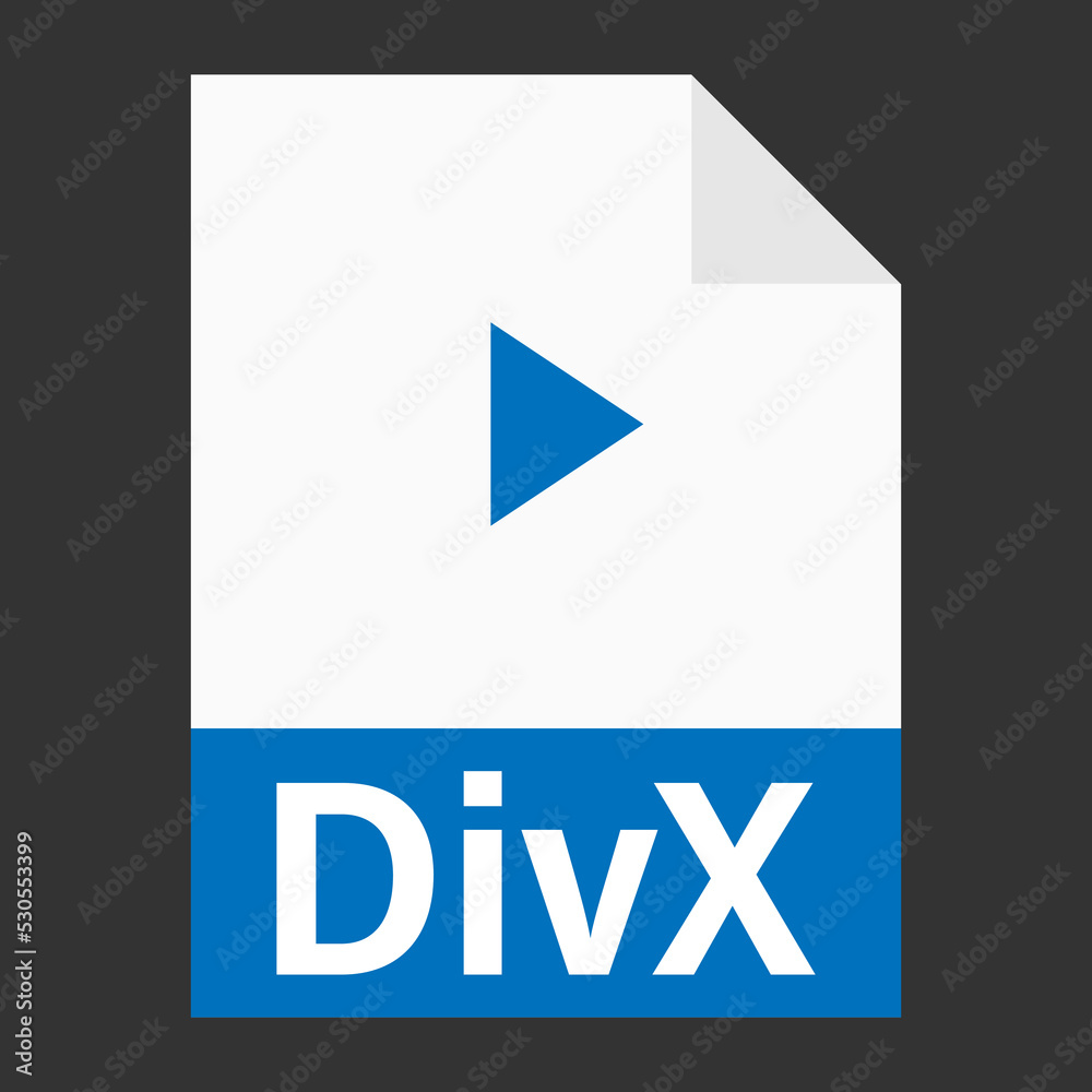 Modern flat design of DivX file icon for web Modern flat design of DivX file icon for web