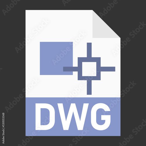 Modern flat design of DWG file icon for web