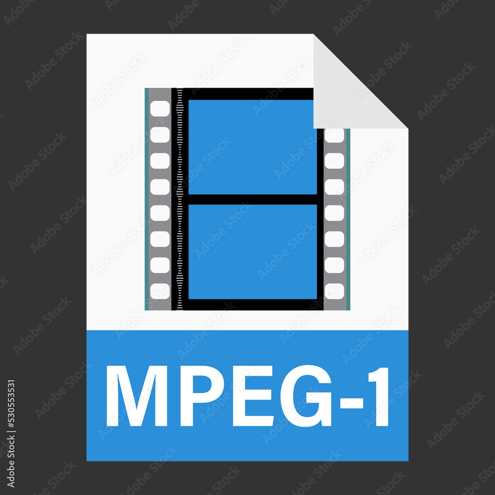 Modern flat design of MPEG-1 illustration file icon for web Modern flat design of MPEG-1 illustration file icon for web