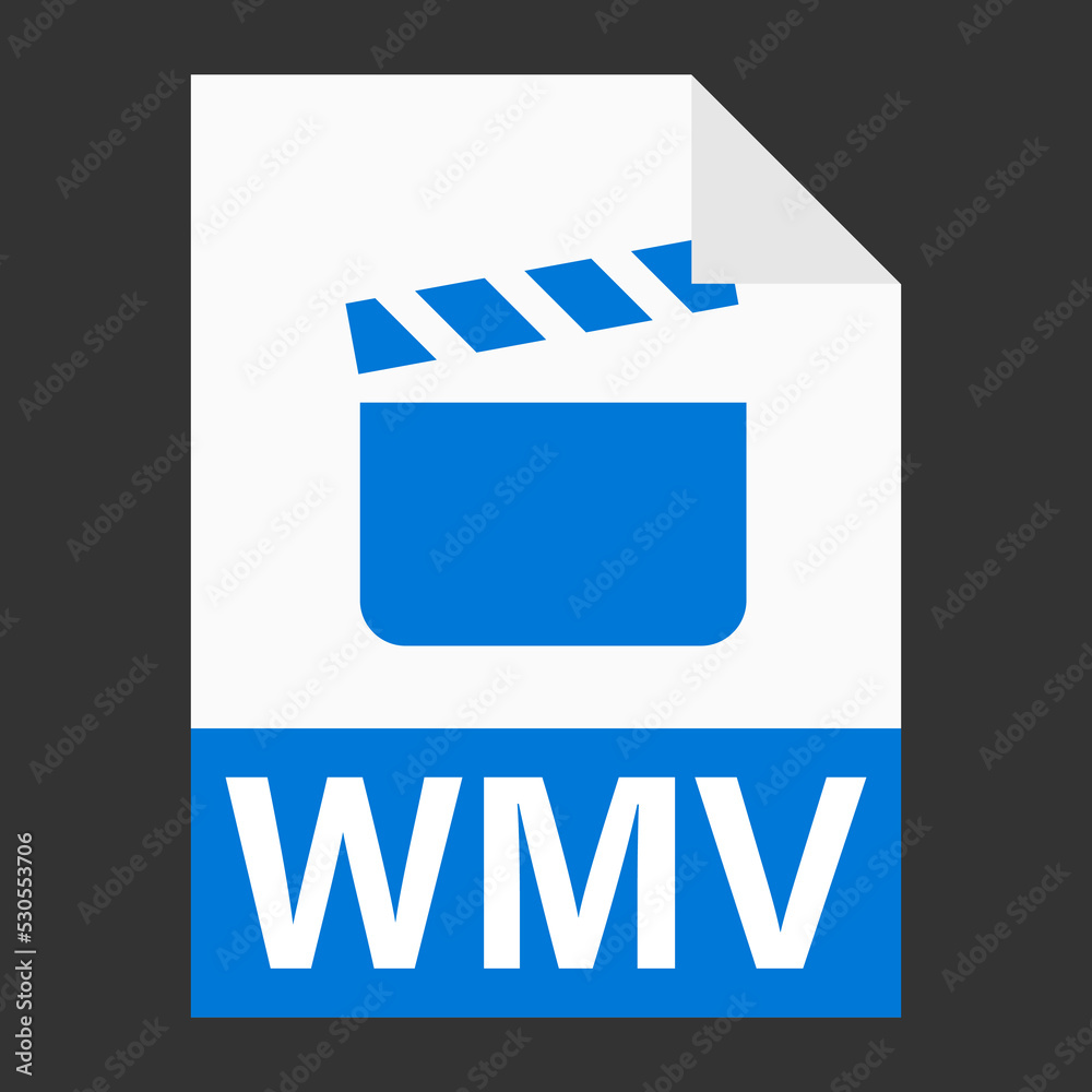 Modern flat design of WMV illustration file icon for web