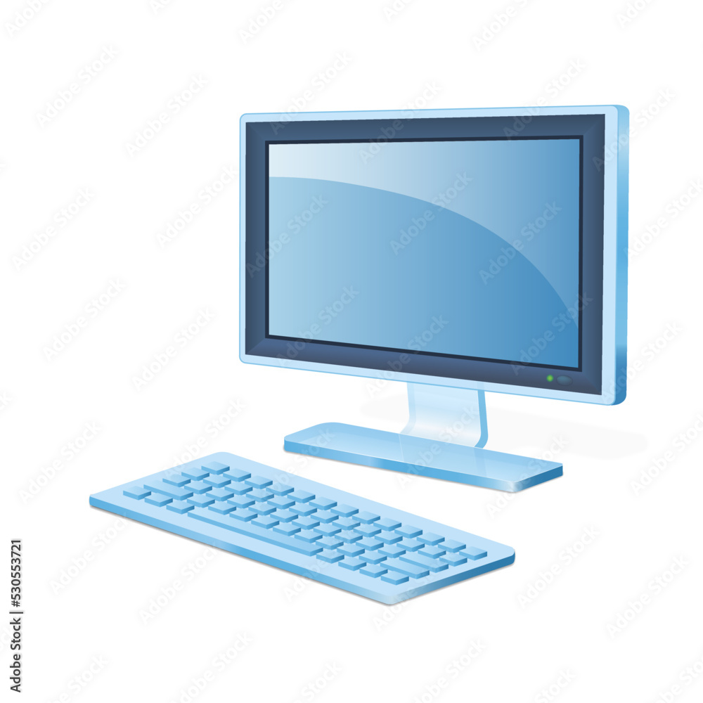Personal computer or system unit icon with monitor and keyboard Personal computer or system unit icon with monitor and keyboard