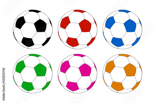 Set of football or soccer balls Sport equipment icon
