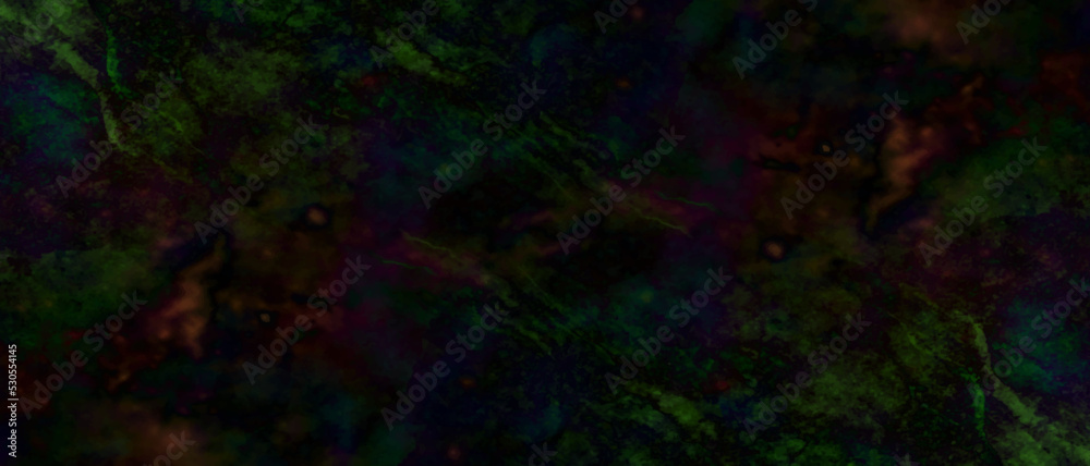 Abstract dark red, green and black grunge background. Dirty pattern for graphic design. Dark colorful concrete or asphalt fantasy background. 