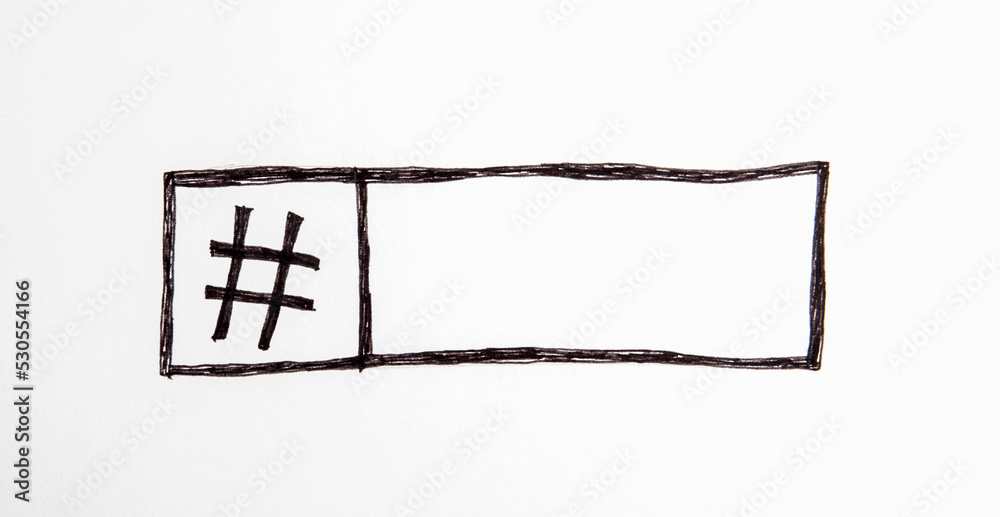 Fototapeta premium Hashtag mark. Free space for text on a white background