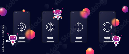 Sight set icon. Aim, cursor, target audience, data analysis, targeting, goal, targetologist, achieve, achievement, planning. Business concept. Ui phone app screen. Glassmorphism. Vector line icon