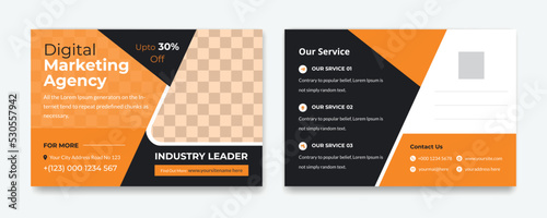 Corporate business or marketing agency postcard template