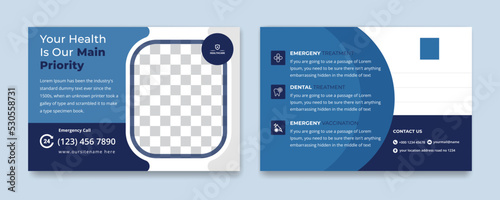 Medical Healthcare Postcard Design Template