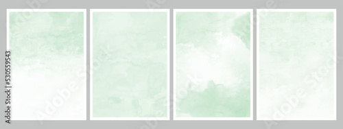Set of light green vector watercolor backgrounds. Eps 10. 