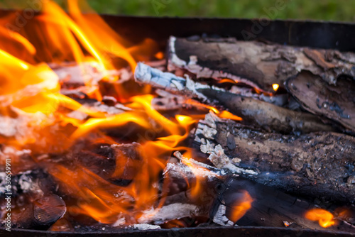 Flame of fire burning in the brazier