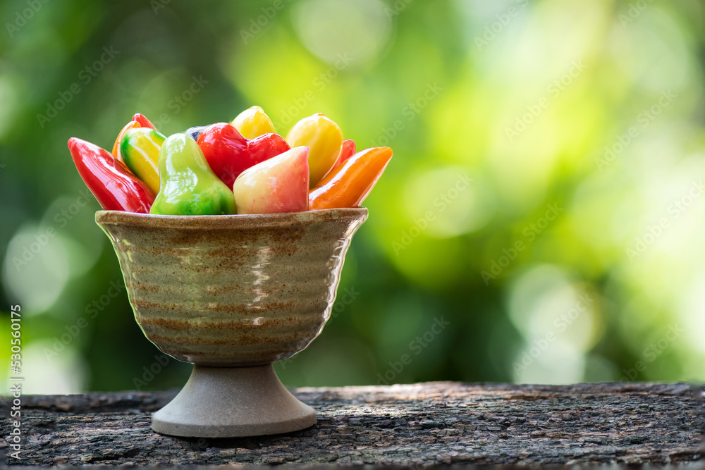 Deletable Imitation Fruits ,thai dessert from mung bean on nature ...