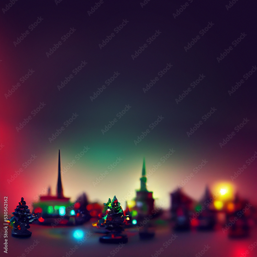 Naklejka premium Miniature cute city, winter snow. cozy atmosphere