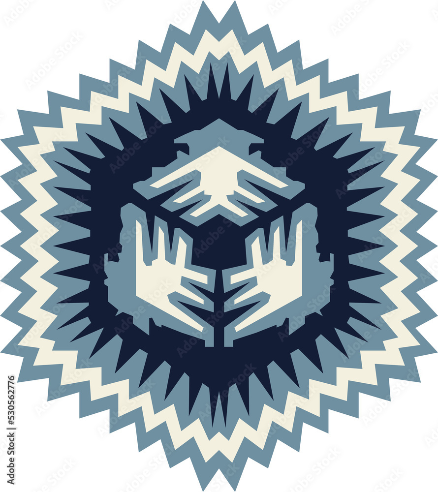 Retro ancient style pattern blue polygon sawtooth frame Retro ancient style pattern blue polygon sawtooth frame