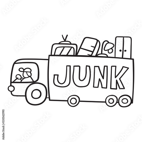 Junk removal. Outline vector icon on white background.
