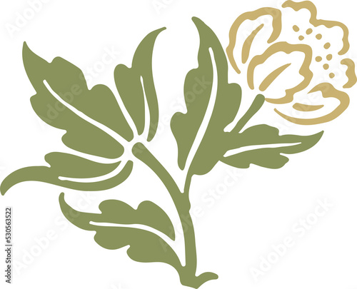 Obraz na plátně Retro ancient style pattern botanic garden plant flower leaf
