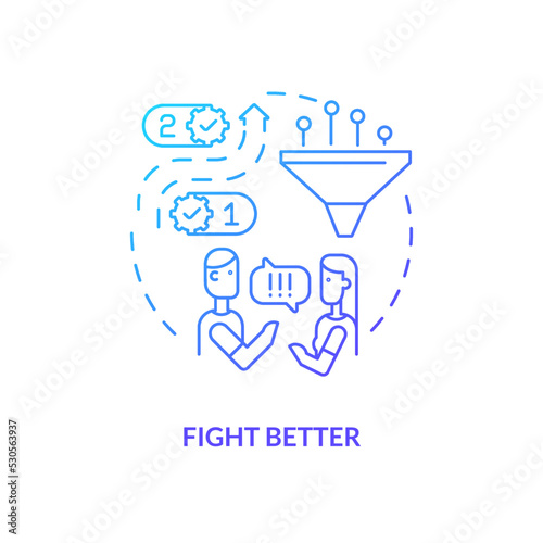 Fight better blue gradient concept icon. How to improve relationship abstract idea thin line illustration. Constructive conversation. Isolated outline drawing. Myriad Pro-Bold font used