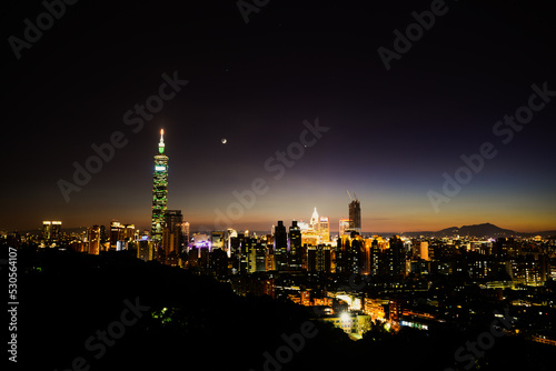 Night view of Taipei 101 building and other buildings. The night view of Taipei City  Taiwan.