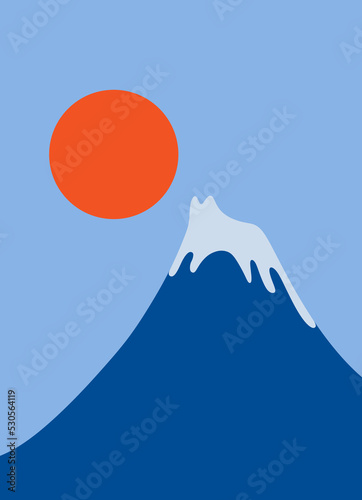Vector illustration of a mountain landscape. High mountains. Silhouette icon logo pictogram of hills. America, Everest, Elbrus, Swiss alps. Sunset sunrise in the mountains. Mountain hiking
