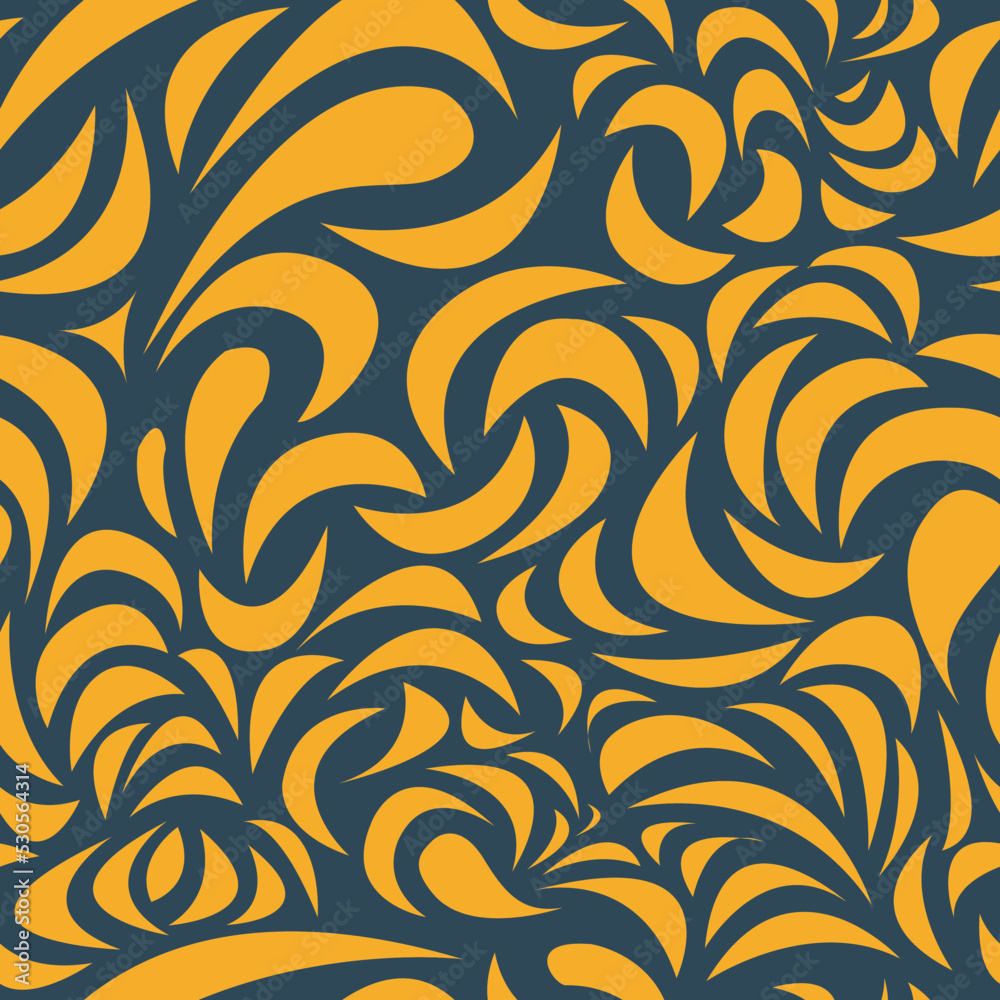 Seamless pattern with abstract curly drops, leaves. The texture of a floral endless camouflage ornament. Vector illustration. Seamless pattern with abstract curly drops, leaves. The texture of a floral endless camouflage ornament. Vector illustration.