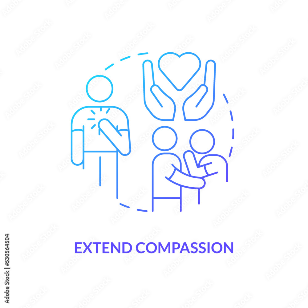 Extend compassion blue gradient concept icon. Fixing relationship ...
