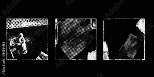 Social media covers with tiny roughen border frames and screen print textures . . grunge style . Post frame stories templates. Layout for promotion .Media banner .Vector 