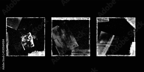 Social media covers with tiny roughen border frames and screen print textures . . grunge style . Post frame stories templates. Layout for promotion .Media banner .Vector 