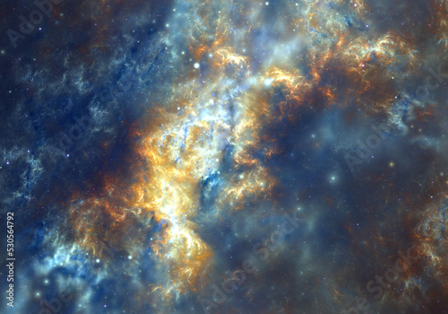 Fototapeta Naklejka Na Ścianę i Meble -  Abstract fractal art background which perhaps suggests gaseous clouds and stars in space.