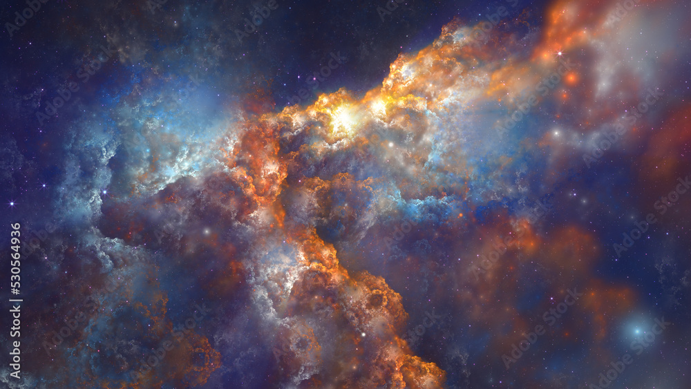 Fototapeta premium Abstract fractal art background which perhaps suggests gaseous clouds and stars in space.