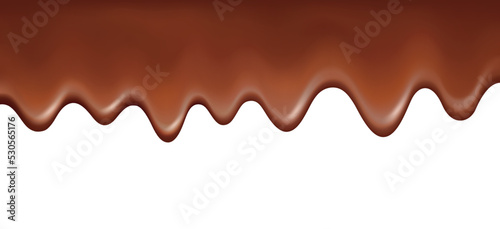 Vector melted flowing chocolate decorative border isolated on white background