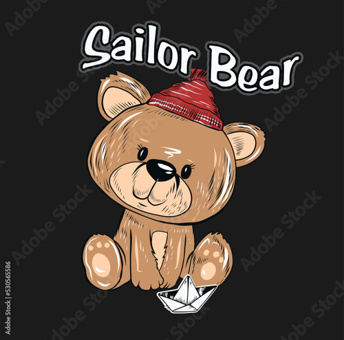vector of sailor bear, reach the shore, cute bear, bear vector, junior explorer, cute sailor bear for t shirt