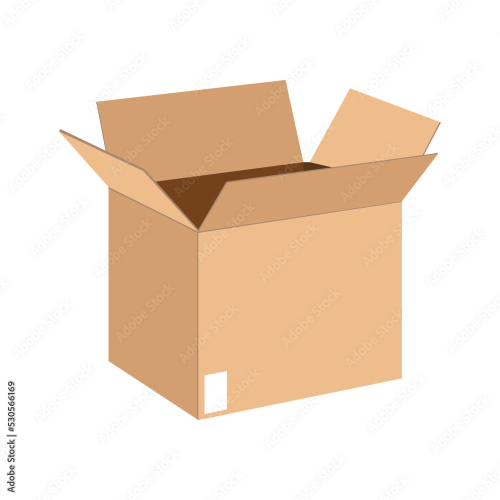 Set Carboard box. Carboard open and closed vector illustration. White background