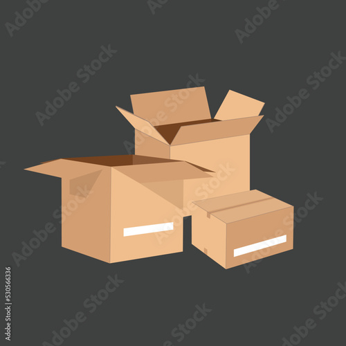 set carboard box. carboard open and closed