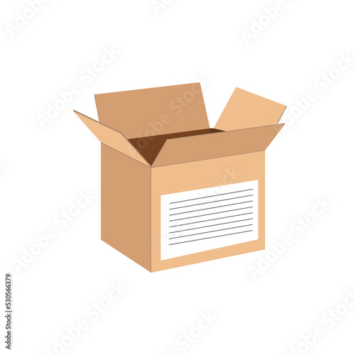 Realistic Empty Cardboard Crates Isolated On White. Vector